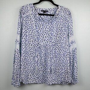 Zac & Rachel blue animal print peasant blouse-L
